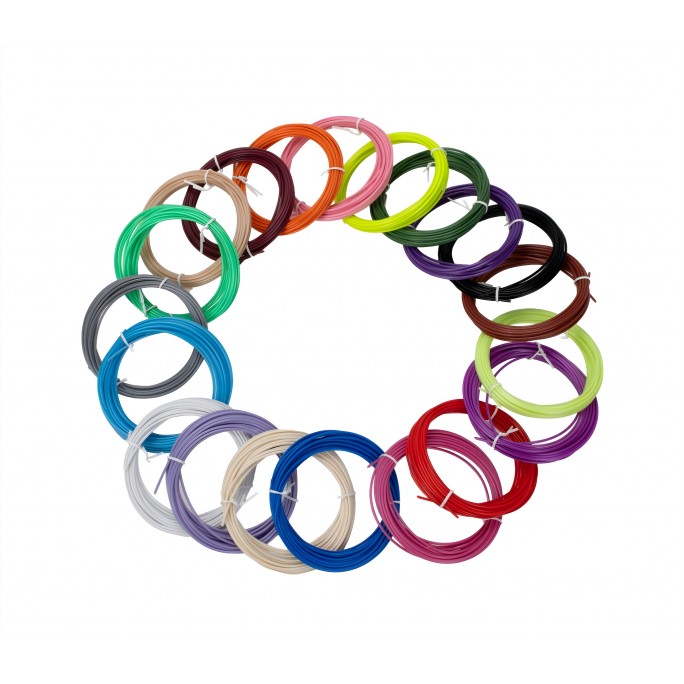 Náhradné filamenty AERIUM pre 3D perá 1,75 mm PLA 5 metrov × 20 farieb