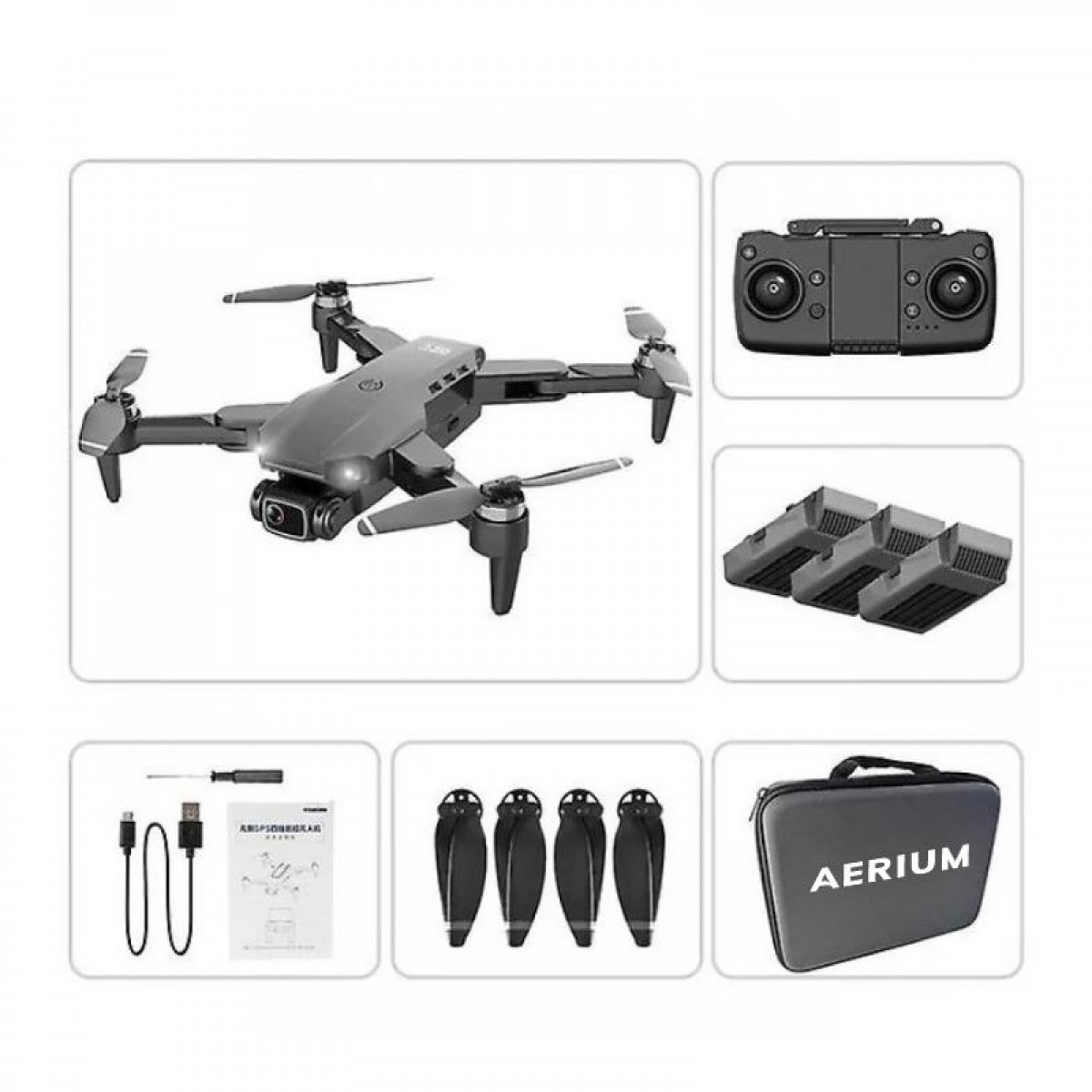 Dron AERIUM L900 GPS 4K čierny - 3 batérie