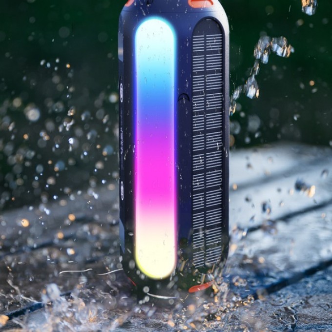 Prenosný Bluetooth reproduktor so solárnym panelom AERIUM T5000 LED TWS