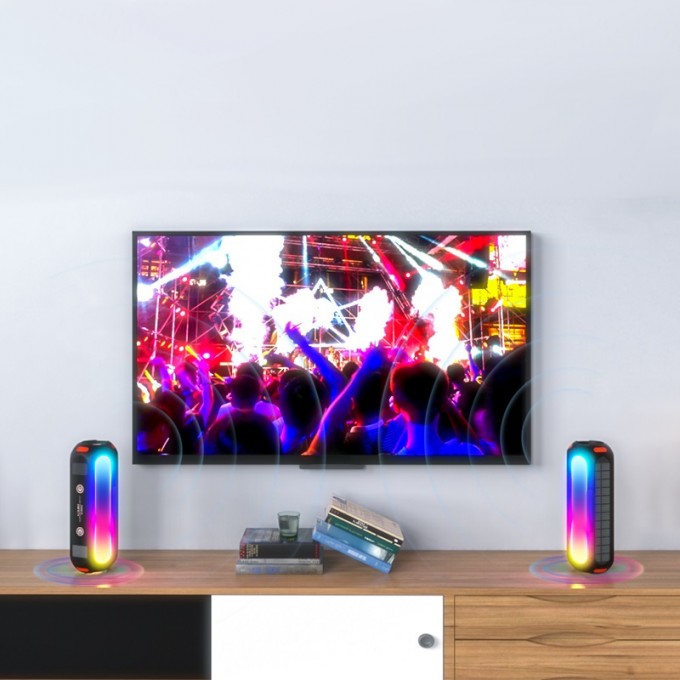Prenosný Bluetooth reproduktor so solárnym panelom AERIUM T5000 LED TWS