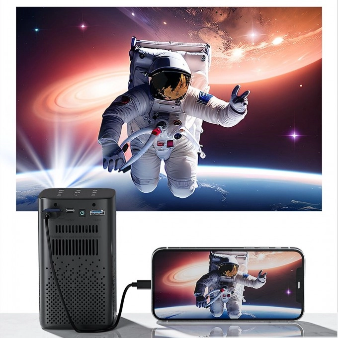 Mini prenosný projektor s batériou AERIUM P8000 DLP Wi-Fi Super Bass