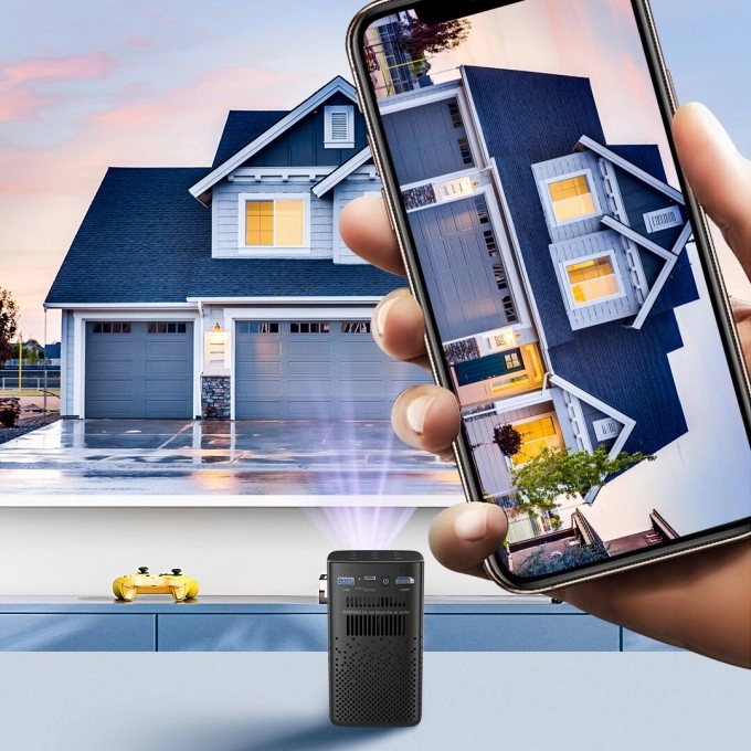Mini prenosný projektor s batériou AERIUM P8000 DLP Wi-Fi Super Bass
