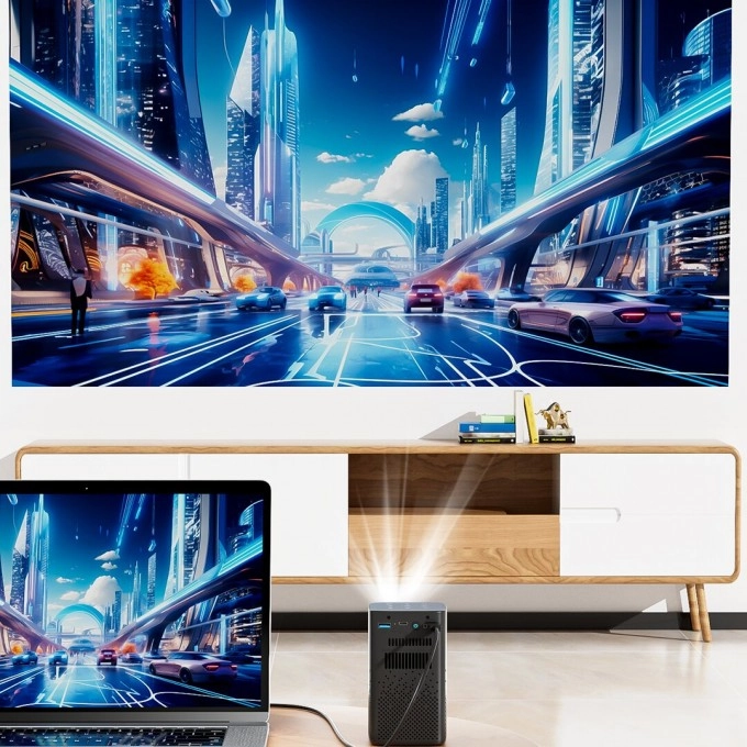 Mini prenosný projektor s batériou AERIUM P8000 DLP Wi-Fi Super Bass