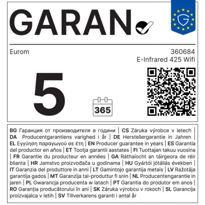 Infračervený vykurovací panel EUROM E-Infrared 425
