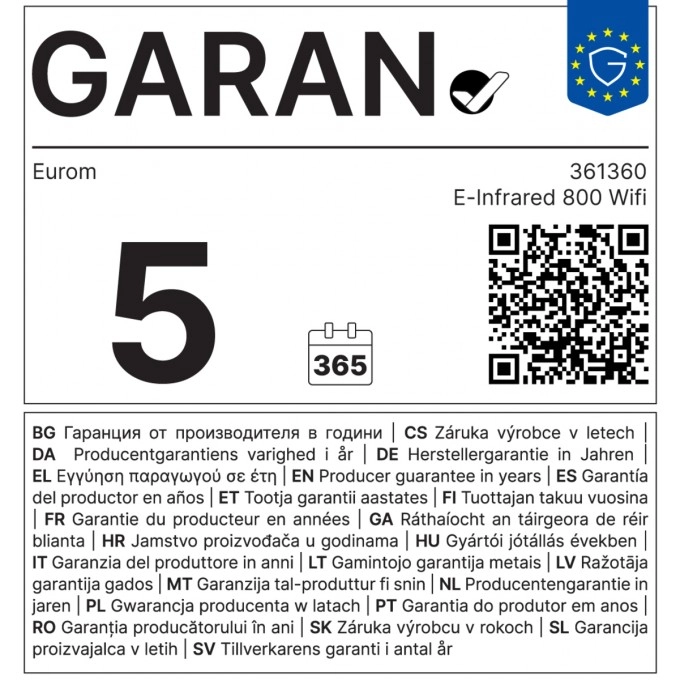 Infračervený vykurovací panel EUROM E-Infrared 800